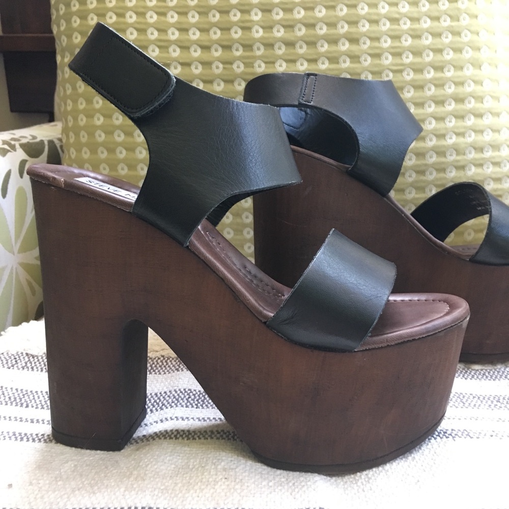 🎉BOGO🎉Steve Madden Wooden Platform Leather Shoes